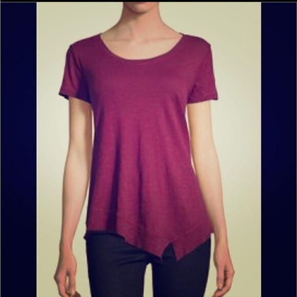 NWT Jethro Neiman Marcus Gray Gray Distressed Hem Asymmetrical Top Tshirt M - Picture 12 of 12